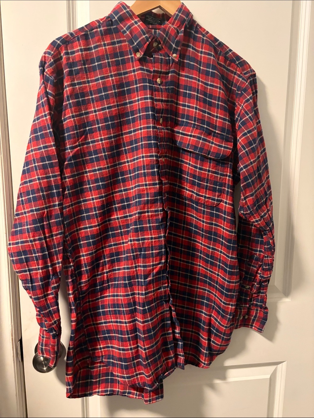 Classic Red and Navy Plaid Button-Down Shirt Tall